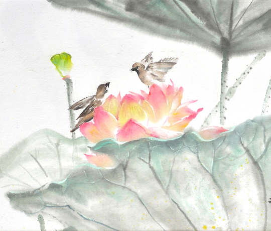 lotus with birds