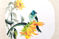 sunflowers with bird